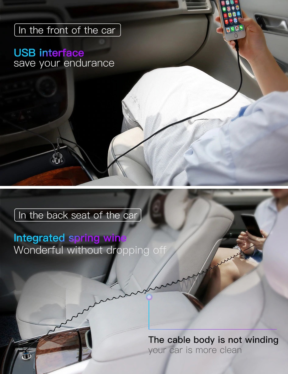 Baseus Enjoy Together 2-in-1 Car Charger - Black