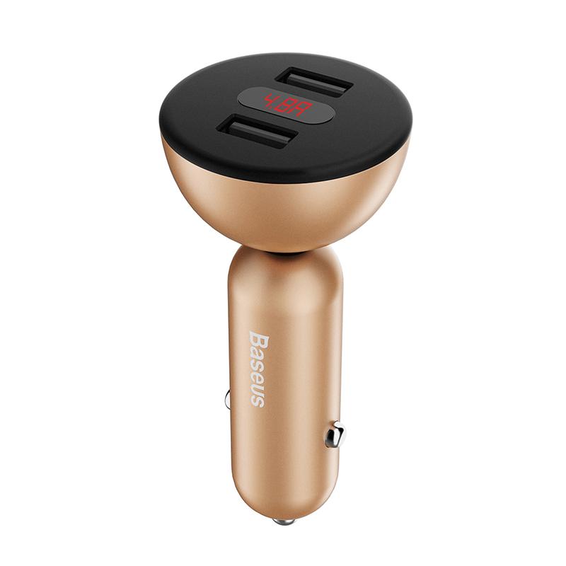 Baseus Shake-head Digital Display Car Charger - Gold