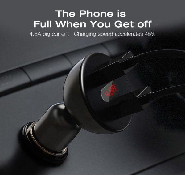 Baseus Shake-head Digital Display Car Charger - Black