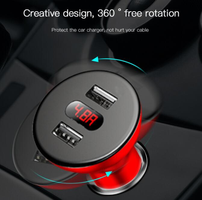 Baseus Shake-head Digital Display Car Charger - Red