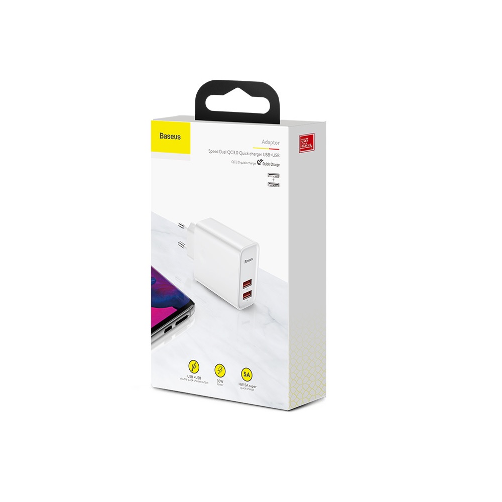 Baseus Speed Dual QC3.0 Quick charger U+U 30W EU W