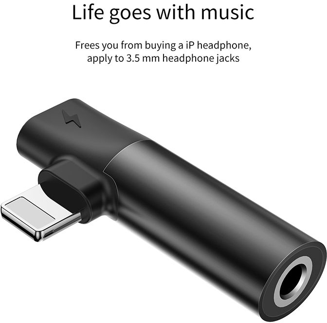 Baseus L43 Lightning (input) for Lightning female connectors + 3.5 mm female connector adapters Black