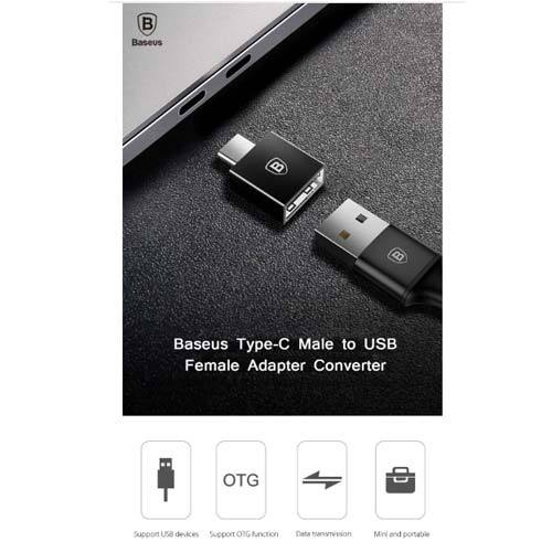 Baseus Exquisite Type-C Male to USB Female Adapter Converter 2.4A Black