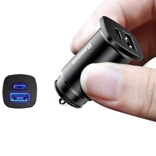 Baseus Square metal A+C 30W PPS Car Charger(PD3.0,QC4.0+SCP,AFC) Black