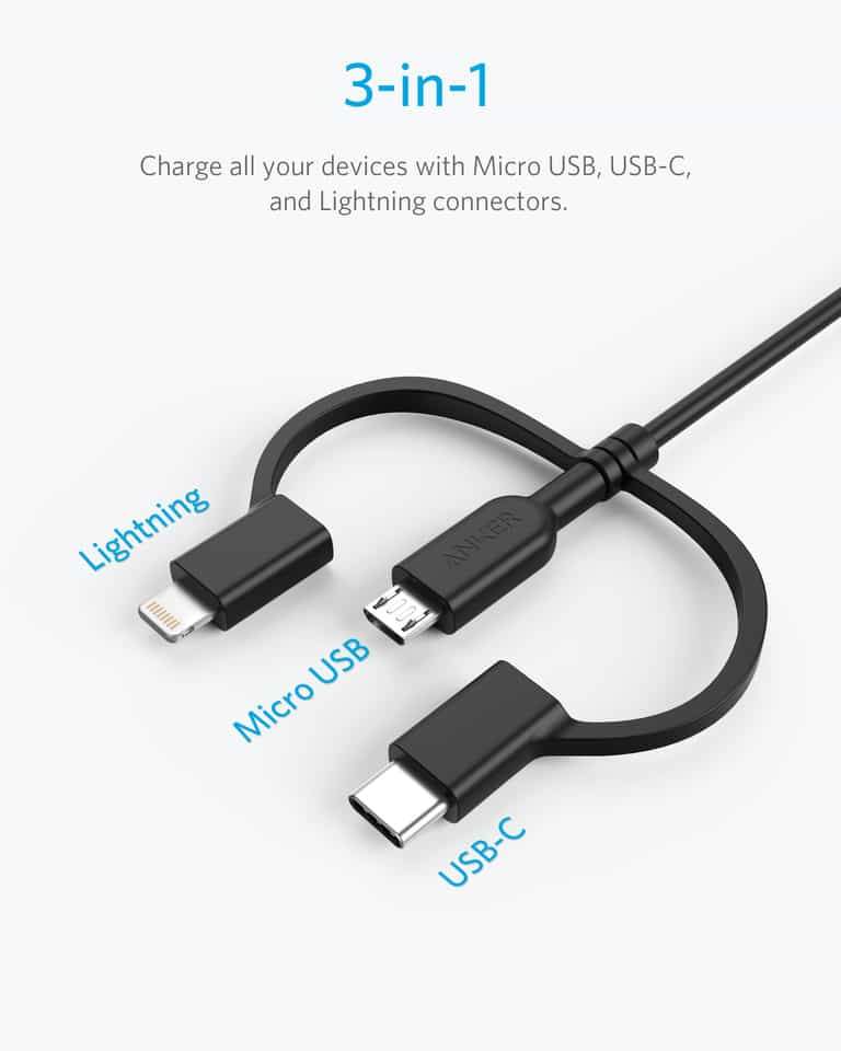 Anker powerline II USB-A to 3 in 1 charging cable