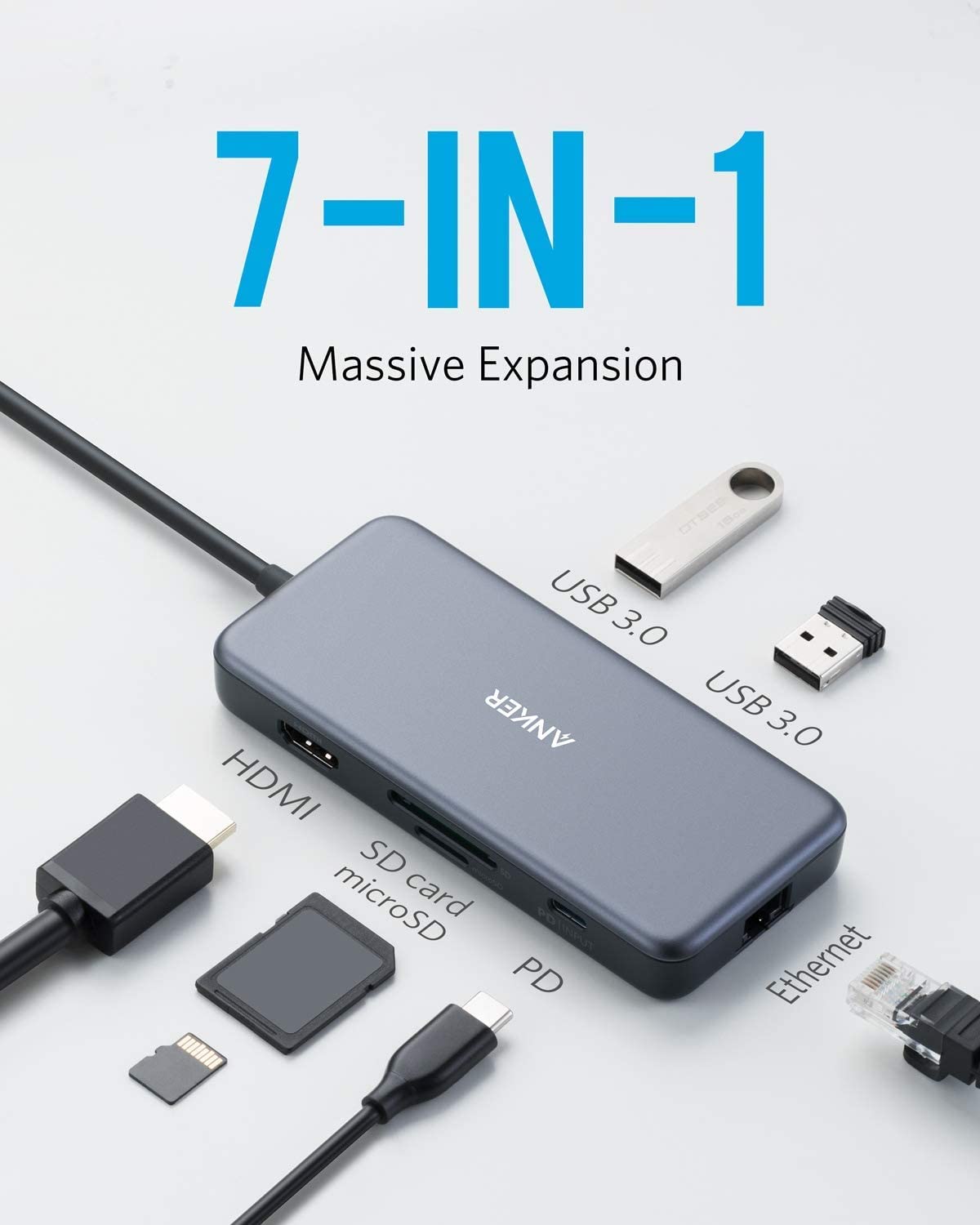Anker USB C Hub Adapter PowerExpand+ 7-in-1 USB C