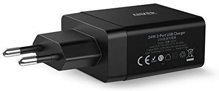 Anker PowerPort+ 2-Port USB Charger Black + 3ft mi