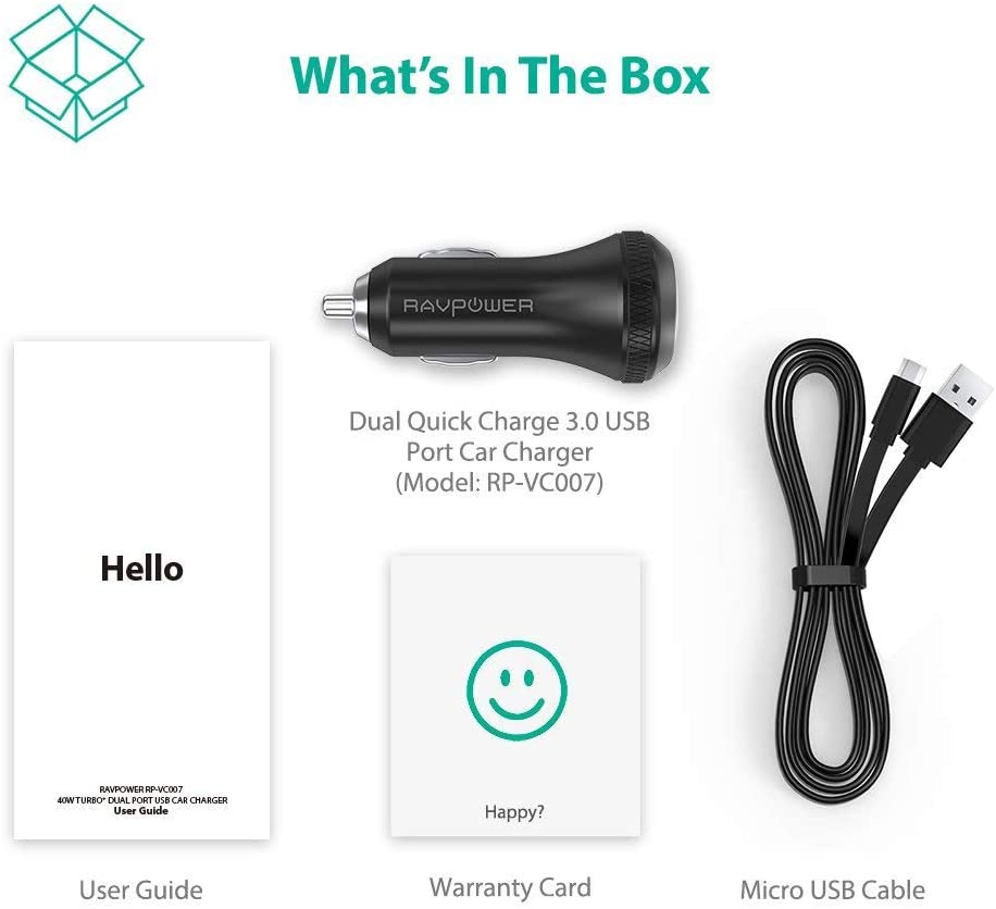 RAVPower TURBO 40W 2-Port Car Charger