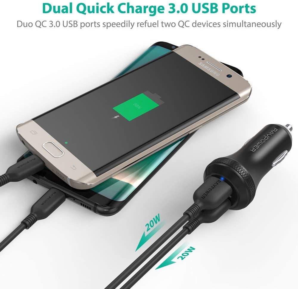 RAVPower TURBO 40W 2-Port Car Charger