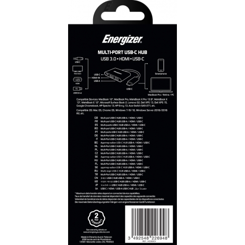 Energizer HUB USB Type C3.1 1 USBA 1USB-C 1-HDMI