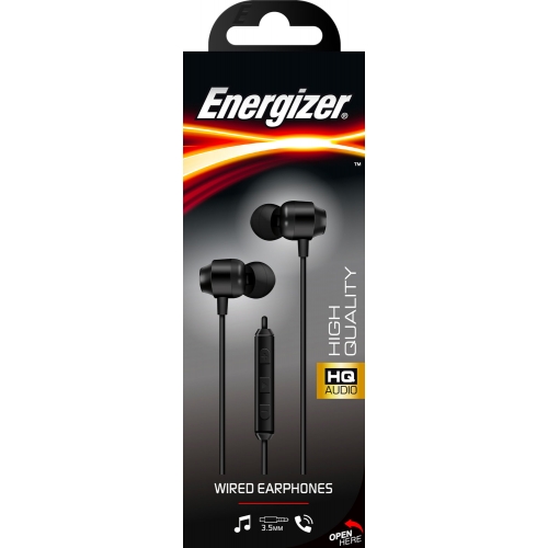 Energizer Metal Wired Earphones Black