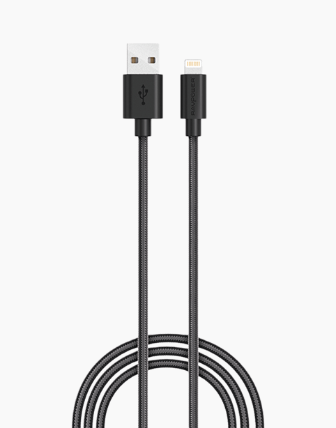 RAVPower 1.2m Nylon Yarn Braided Lightning Cable - Black