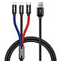 Baseus Three Primary Colors 3-in-1 Cable USB For M+L+T 3.5A 1.2M Black