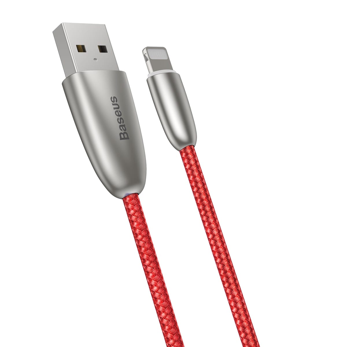 Baseus Torch Series Data Cable USB for iP 2.4A 1m Red(With lamp)