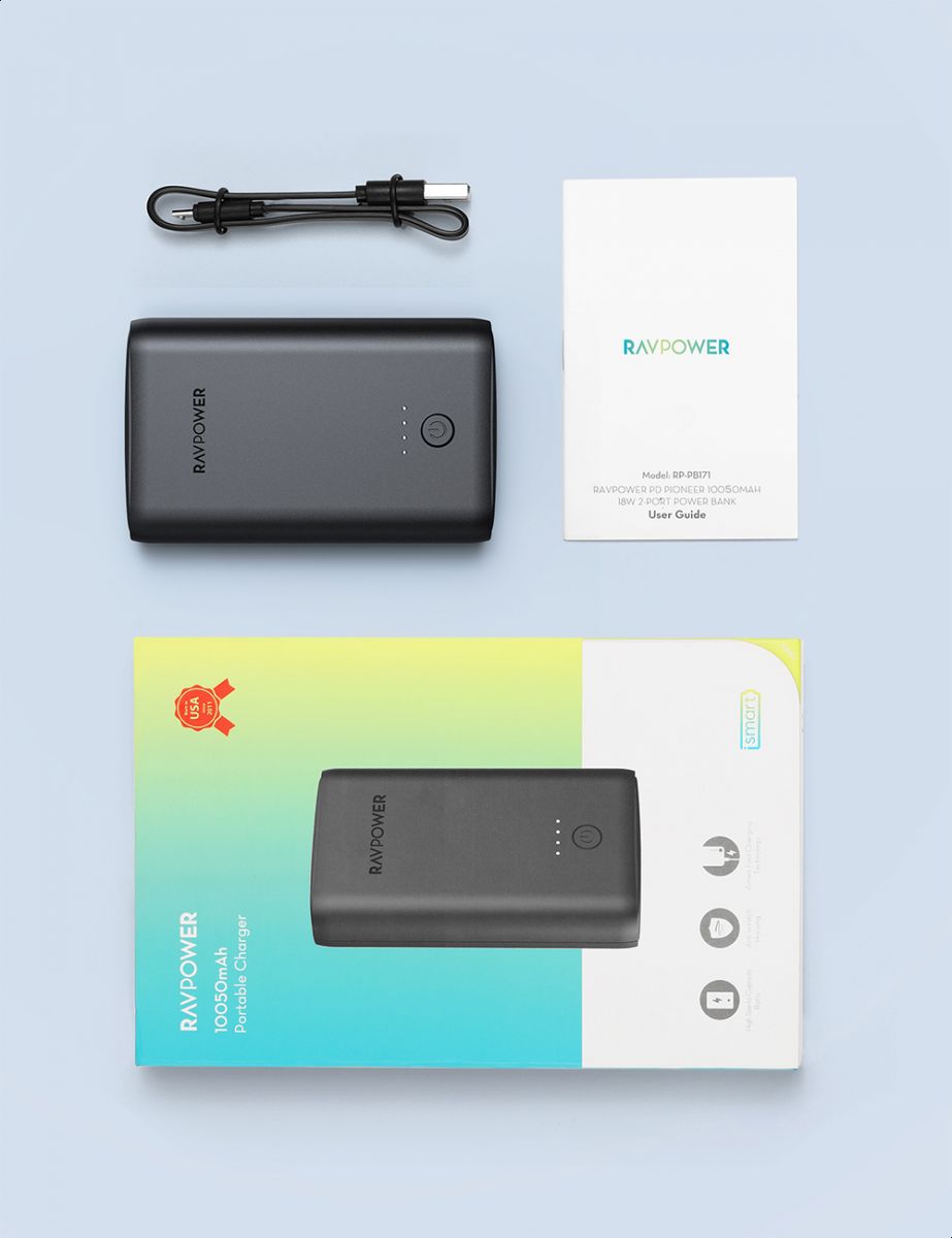 RAVPower 10050mAh QC 18W 2-PORT POWERBANK - Black