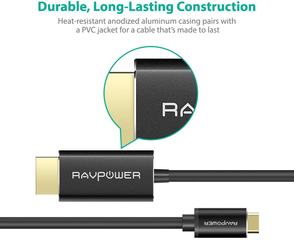 RAVPower 2M TYPE-C TO HDMI CABLE - BLACK