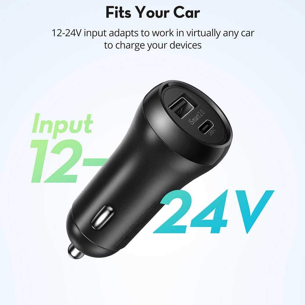 RAVPower 2-Pack PD Pioneer 30W 2-Port USB Car Charger Combo