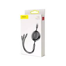 Baseus Golden Loop Three-in-One Elastic Data Cable USB for M+L+T 3.5A 1.2m Black
