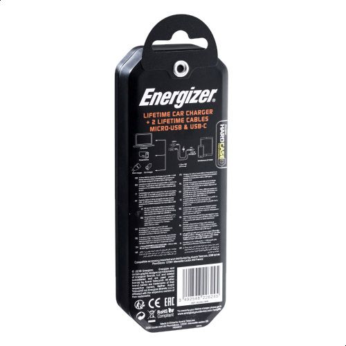 ENERGIZER CAR CHARGER LW 2.4A 2USB+USB-C2.0 +Micro Cable Bk