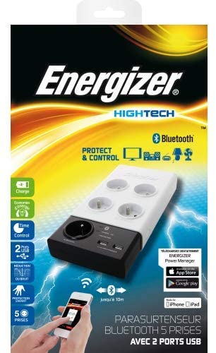 Energizer Bluetooth surge protector 5 Outlets with 2 USB ports charger FR