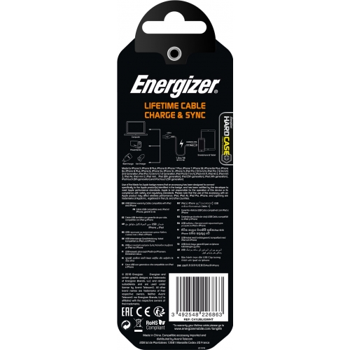 Energizer Lightning Cable - Lifetime Warranty - 1.2m White