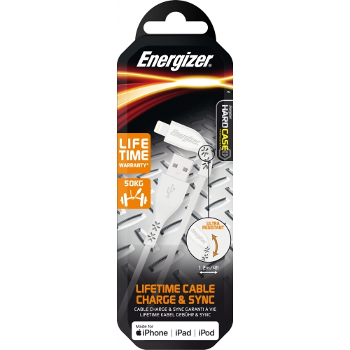 Energizer Lightning Cable - Lifetime Warranty - 1.2m White