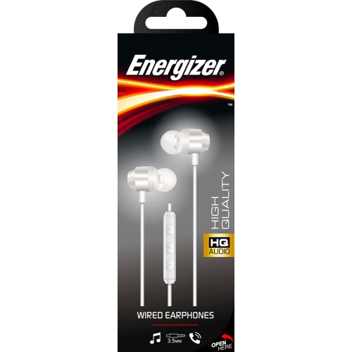 Energizer Metal Wired Earphones White