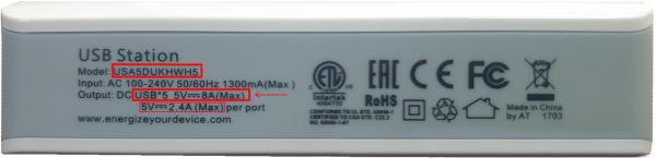 Energizer Smart Multiport USB Charger 8A 5 Usb Port  UK Plug White