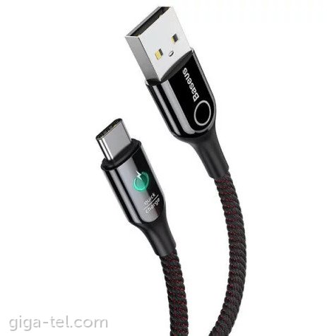 Baseus C-shaped Light Intelligent power-off Cable USB For Type-C 3A 1M Black