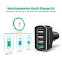 RAVPower Car Charger 4 Port (iSmart + QC3.0)- BLACK